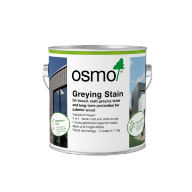 Osmo Greying Stain este o lazura pe baza de uleiuri naturale special formulata pentru inalbirea si protectia lemnului exterior. Ofera un efect decorativ gri mat, protectie UV, rezistenta la intemperii si nu exfoliaza. Ideala pentru terase, fatade, garduri si alte suprafete din lemn expuse la exterior.